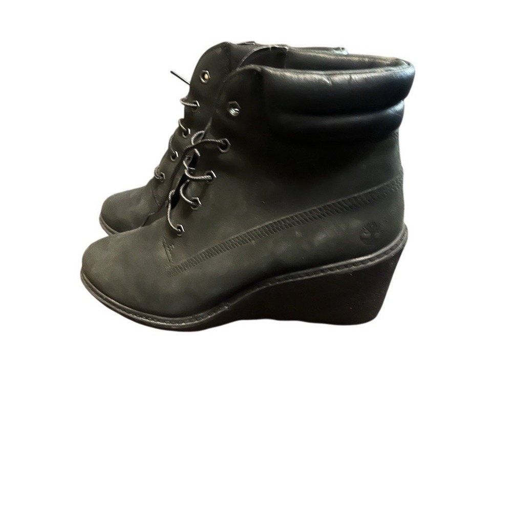 Timberland Amston 6" Wedge Lace-Up Boots Womens Black Size 9